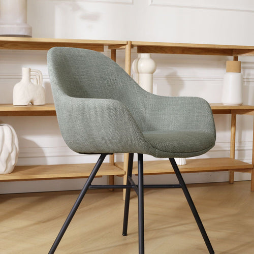 Nolon Noa-Mae Eetkamerstoel Saliegroen - Armleuning - Zwarte Poten - vtwonen shop