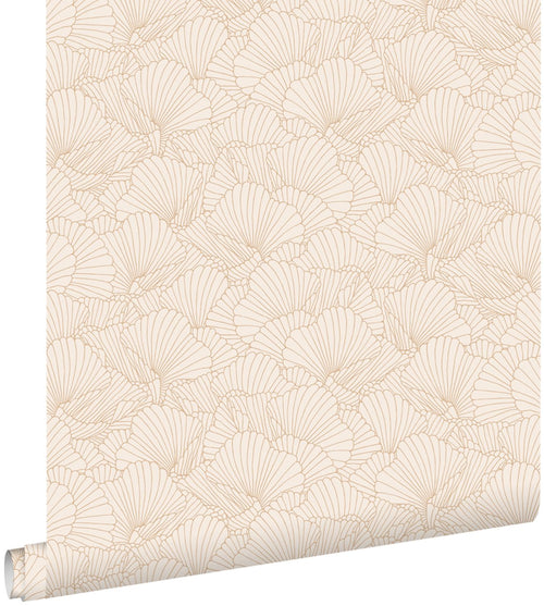 ESTAhome behang getekende bladeren zand beige en licht terracotta - 53 cm x 10.05 m - 139491