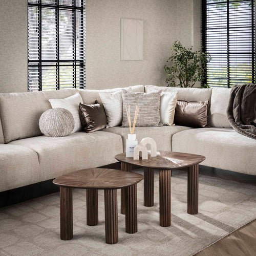 Giga Meubel Salontafel Maya - Donkerbruin Hout - Set van 2 - 76x61x38cm