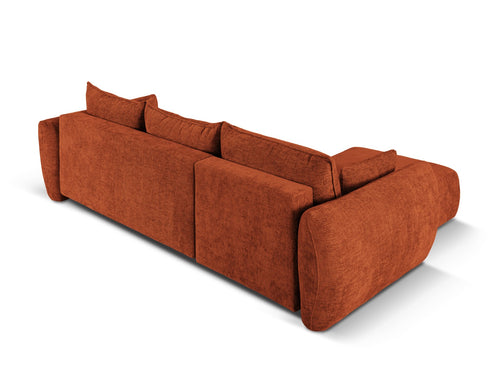 Cosmopolitan Design Uitklapbare hoekbank links met opbergdoos Matera 4-zits, chenille, terracotta - 173x253x86cm