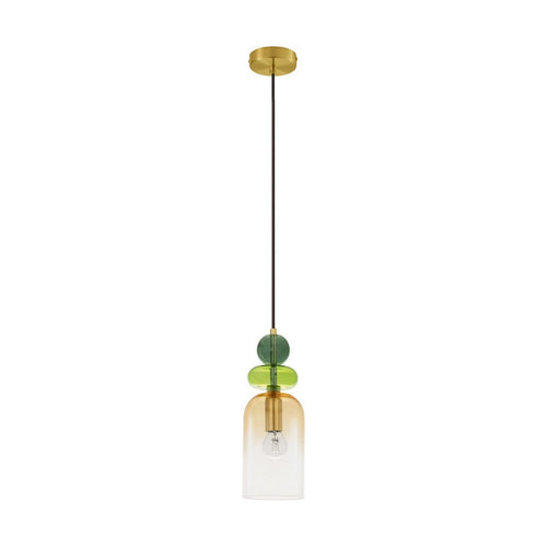 Nova Luce MURANO Slanke hanglamp voor aan het plafond, glanzend lichtgroen, donkergroen, oranje, zandgoud, E14, 1x5W