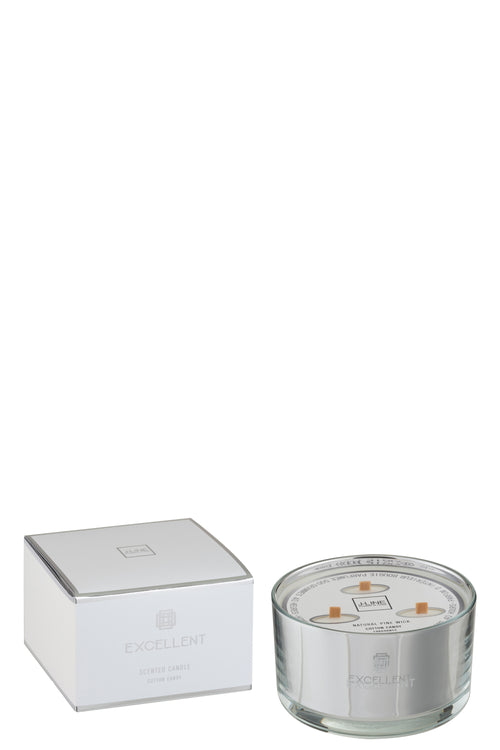 J-Line geurkaars Excellent - Cotton Candy - glas - zilver - large - 40U