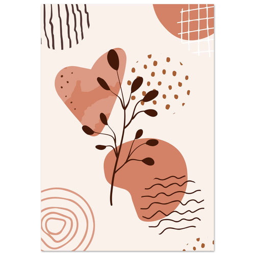 Artfulprints Poster Boho – Nature swirl   - 50x70 cm - Bruin