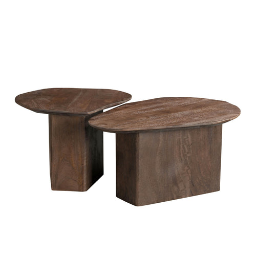 Giga Meubel Salontafel Jinte Organisch - Mangohout - Bruin - Set van 2 - vtwonen shop