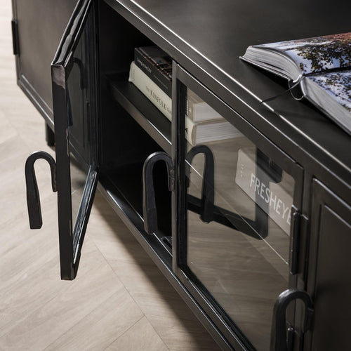 Giga Meubel TV-meubel Rift - Zwart Metaal - 4 Vakken - 180x40x50cm