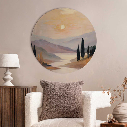 Reinders Landschap I glasschilderij -  bruin - woonkamer - Ø 70cm