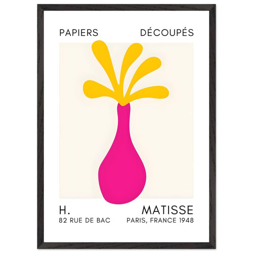 Artfulprints Poster met Lijst Matisse - Ocean flower yellow/pink   - 50x70 cm - Meerkleurig