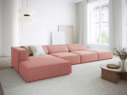 Cosmopolitan Design linker hoekbank Arendal 5-zits, chenille, roze - 166x341x70cm