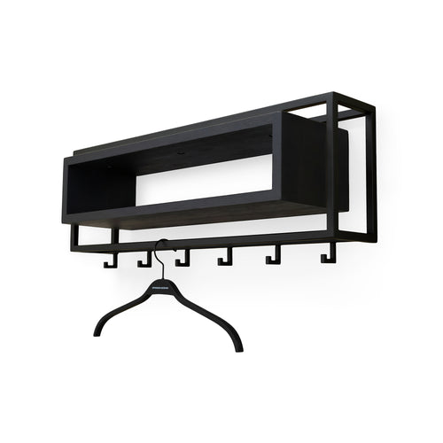 Spinder Design kapstok School 80 - Zwart / Eiken Zwart - 6 haken