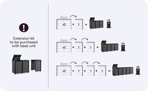 Keter Hide Away Containerberging - 3x 240L - Antraciet - vtwonen shop