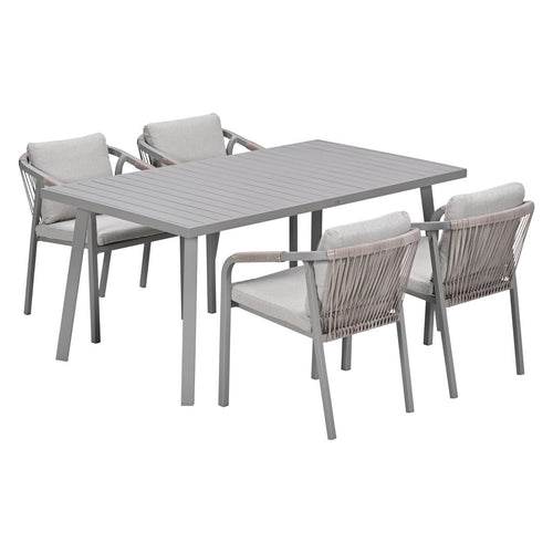 Garden Impressions Tuinset Milou 5-delig - tuintafel 160x90 cm taupe