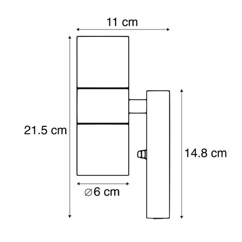 Ylumen buitenlamp Sense - 2 lichts - 11  x 21.5   cm - zwart - vtwonen shop