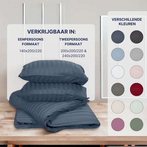 Ten Cate dekbedovertrek - 100% katoensatijn - 140x200/220 - donkerblauw