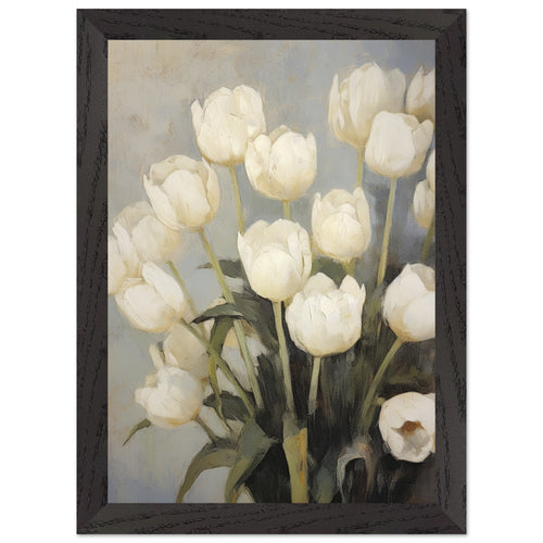 Artfulprints Poster met Lijst White tulips   - A4 21x29.7 cm - Wit