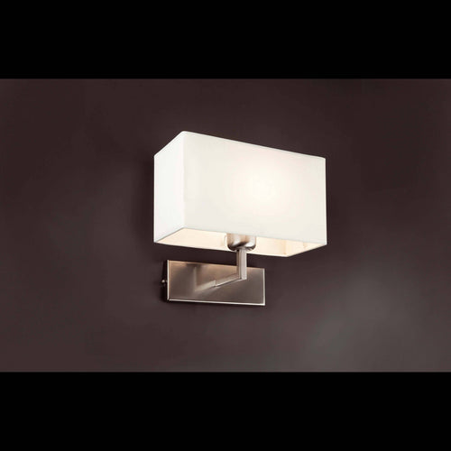 Faro Roda - 1 Lichts Binnen Wandlamp Wit, Satijn Nikkel met Kap, E27