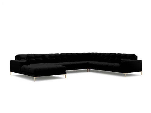 Cosmopolitan Design Panoramische hoekbank rechts Bali 7-zits, structurele stof, zwart - 256x327x75cm