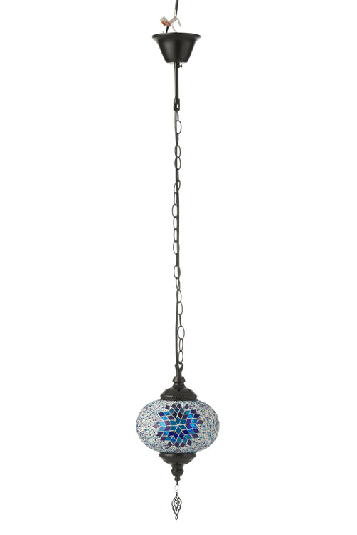 J-Line hanglamp Mozaiek - glas/metaal - blauw - small