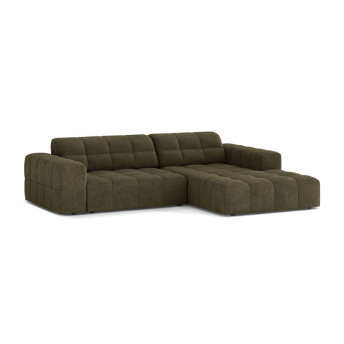 Cosmopolitan Design - Rechter hoekbank Chicago 3-zits, chenille groente - 167x234x78cm