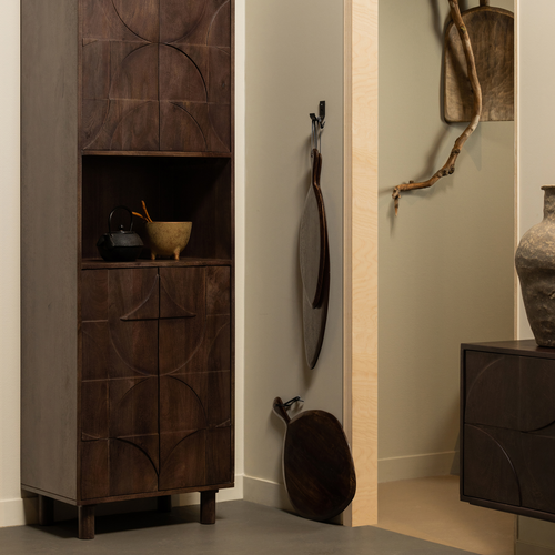 WOOOD 4-deurs opbergkast Draw - Mangohout - Walnoot - 200x60x40 - vtwonen shop