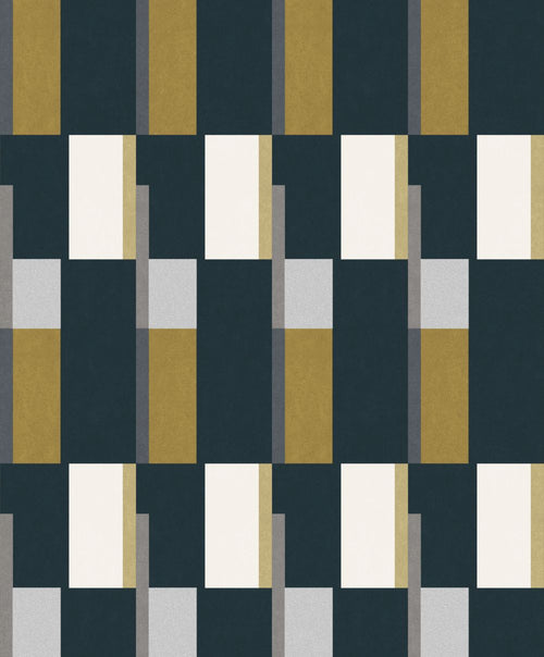 Masureel behang geometrische vormen blauw - 53 cm x 10.05 m - 630749 - vtwonen shop