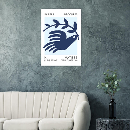 Artfulprints  Matisse – Peace dove navy blue I   poster A4 21x29.7 cm - vtwonen shop