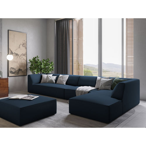 Cosmopolitan Design - Modulaire hoekbank rechts Siena 5-zits, structurele stof marineblauw - 180x366x69cm