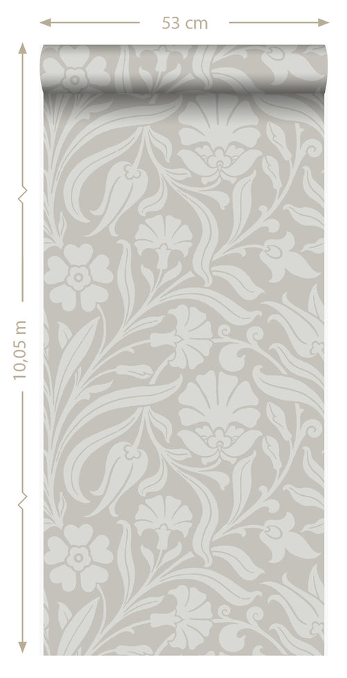 Origin Wallcoverings behang bloemen grijs - 53 cm x 10,05 m - 346636 - vtwonen shop