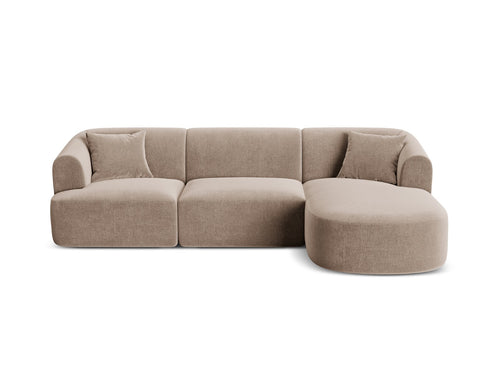 Cosmopolitan Design Modulaire hoekbank rechts Campi 4-zits, flueel donkerbeige - 156x256x70cm