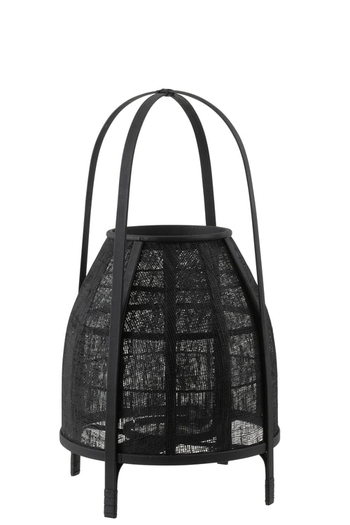 J-Line lantaarn Kap - bamboe - zwart - medium