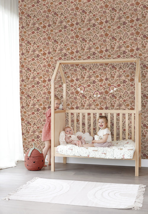 ESTAhome behang bloemetjes terracotta roze - 53 cm x 10.05 m - 131321 - vtwonen shop