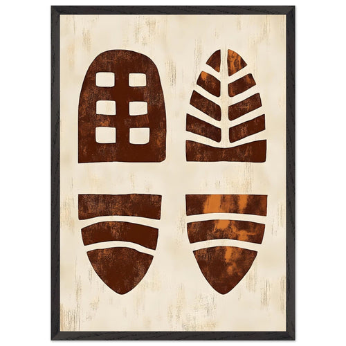 Artfulprints Poster met Lijst Boho – Primitive forms   - 50x70 cm - Terracotta