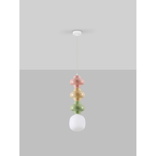 Nova Luce CLIO Slanke hanglamp voor aan het plafond in roze, geel, groen en mat wit, E14 fitting, 1x5W