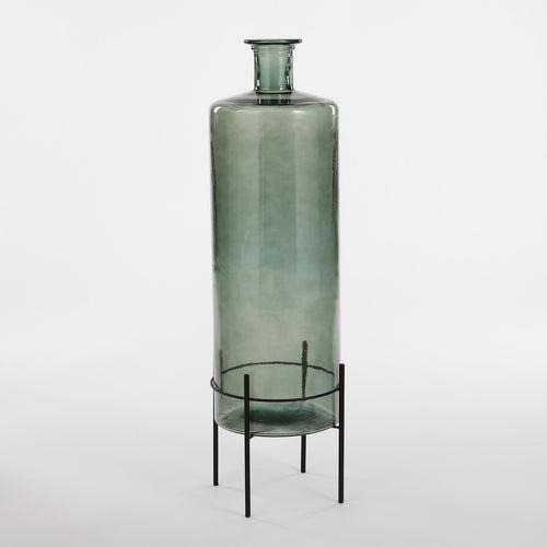 Mica Decorations Guan Fles Vaas - H75 x Ø25 cm - Gerecycled Glas - Groen