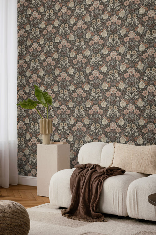 Borastapeter behang vintage bloemen in art nouveau stijl bruin - 53 cm x 10.05 m - 660399 - vtwonen shop