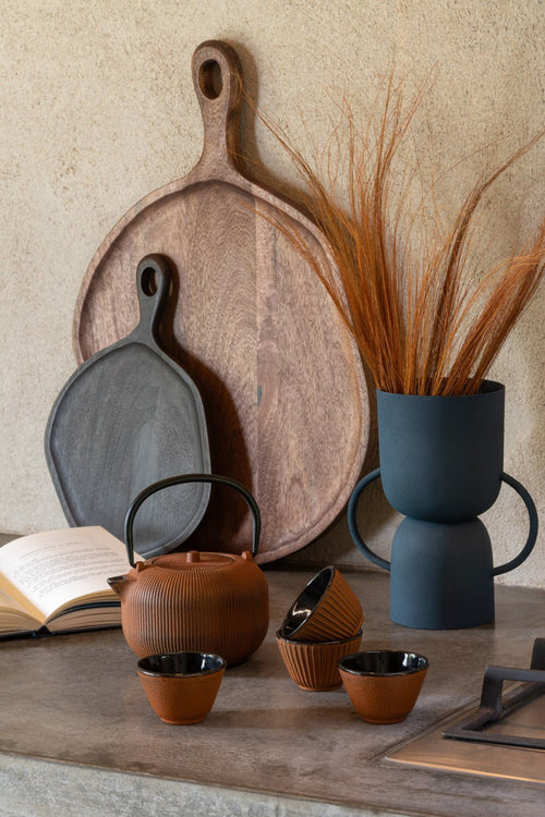 J-Line theepot - metaal - bruin - 2 stuks