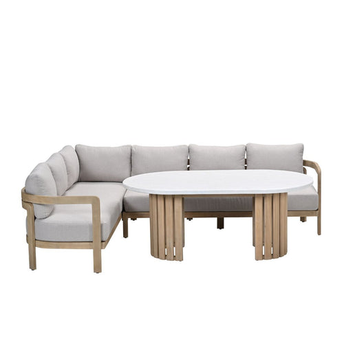 Garden Impressions Lounge dining set Sirocco 3-delig links - acacia - grey sand