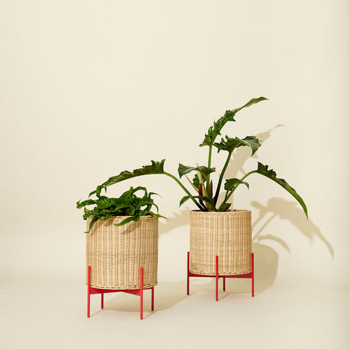 Hübsch pot Splint - ijzer/rattan - ø30xh40cm - vtwonen shop