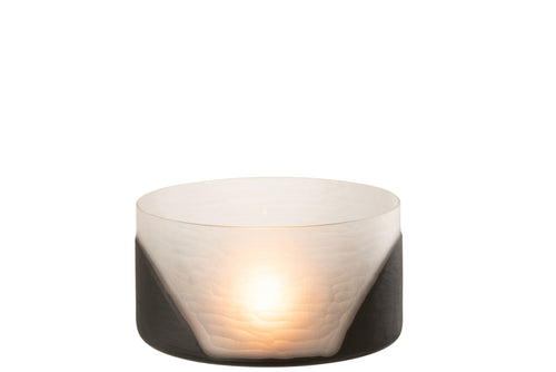 J-Line windlicht Circulo Plat - glas - zwart - transparant - vtwonen shop