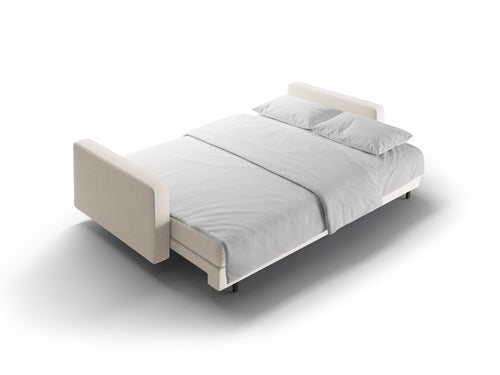 Cosmopolitan Design Slaapbank met opbergdoos Bali 3-zits, structurele stof lichtbeige - 84x222x105cm