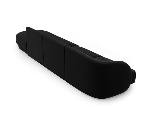 Micadoni Rechte bank Miley 4-zits, flueel, zwart - 90x323x70cm