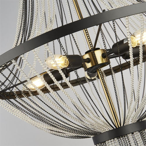 Searchlight Baguette Hanglamp met 5 lampen, zwart, gesatineerd messing