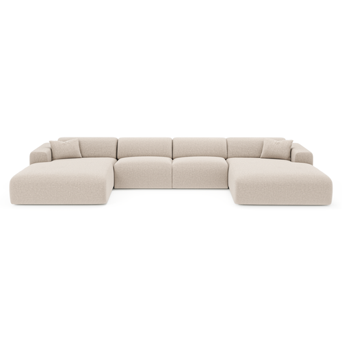 Sia Home - Symmetrische bank MYRA - Geweven stof - Beige - 356cm - vtwonen shop