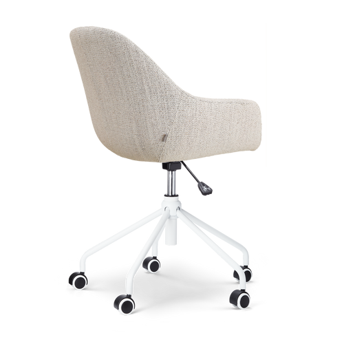 Nolon Nout-Mae Bureaustoel Beige Gemêleerd- Armleuning - Wit Onderstel - vtwonen shop