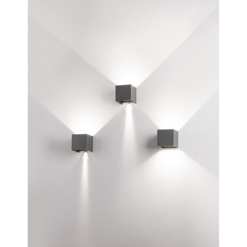 Merano Chicago 2-lichts up-down wandlamp voor buiten donkergrijs aluminium LED 2x3W 510Lm 3000K verstelbaar IP54