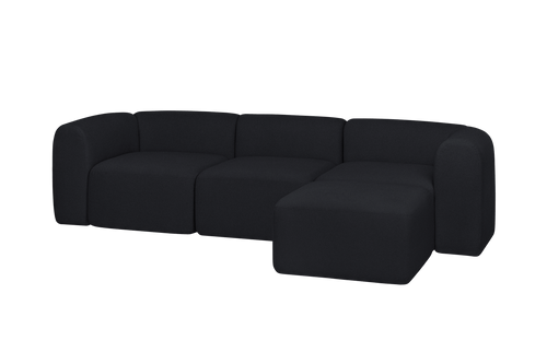 noo.ma Flom 3-zits hoekbank, grafiet zwart - modulair, zacht zitcomfort