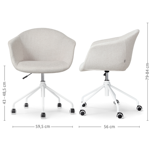 Nolon Nout-Otis Bureaustoel Beige - Armleuningen - Wit - vtwonen shop