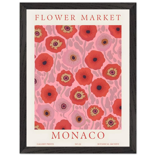 Artfulprints Poster met Lijst Flower market - Monaco   - 30x40 cm - Roze