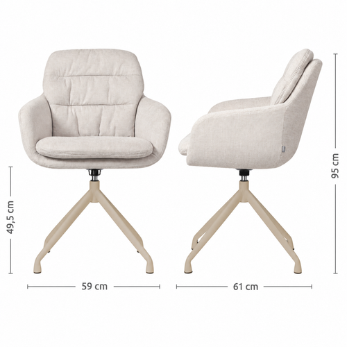 Nolon Nola-Mia draaibare eetkamerstoel beige - beige onderstel