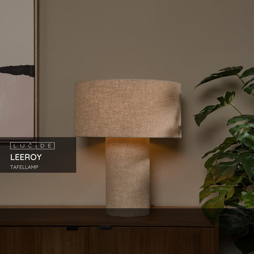 Lucide tafellamp LEEROY - 1xE27 - Taupe