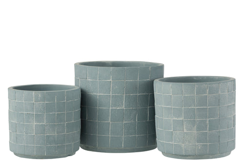J-Line bloempot Vierkant - keramiek - lichtblauw - large - Ø 16 cm